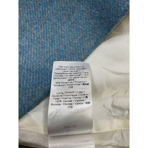 Ganni 'Twill' Blue Wool Suiting Mini Skirt Size 36 - Picture 5 of 5